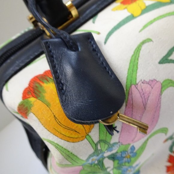 Auth GUCCI Flora Floral Flowers Canvas Leather Speedy Boston Duffel Handbag Bag - Picture 6 of 16